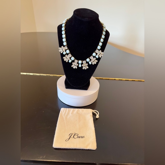 Vintage RARE Luxury Wedding Party J. Crew Crystal Turquoise Statement Necklace